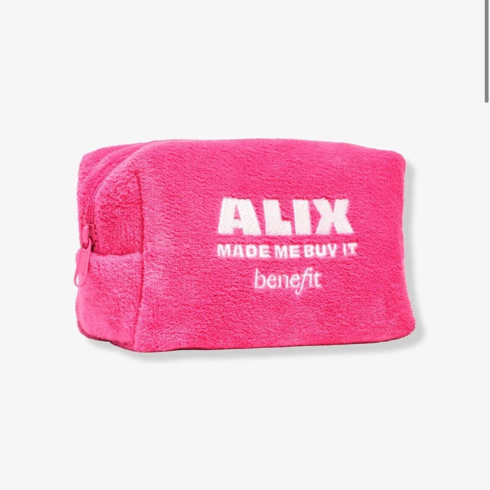 Benefit ALIX EARLE Made Me Buy It Pink Terry Cosmetics Bag NEW